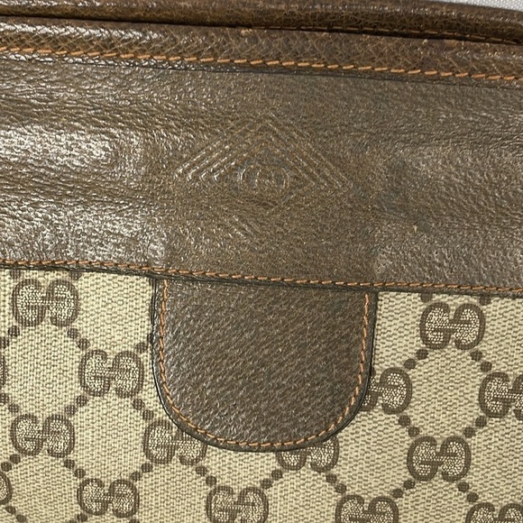 Vintage Gucci Monogram GG Supreme Canvas Leather Clutch Wristlet Bag Hinge - Picture 4 of 17